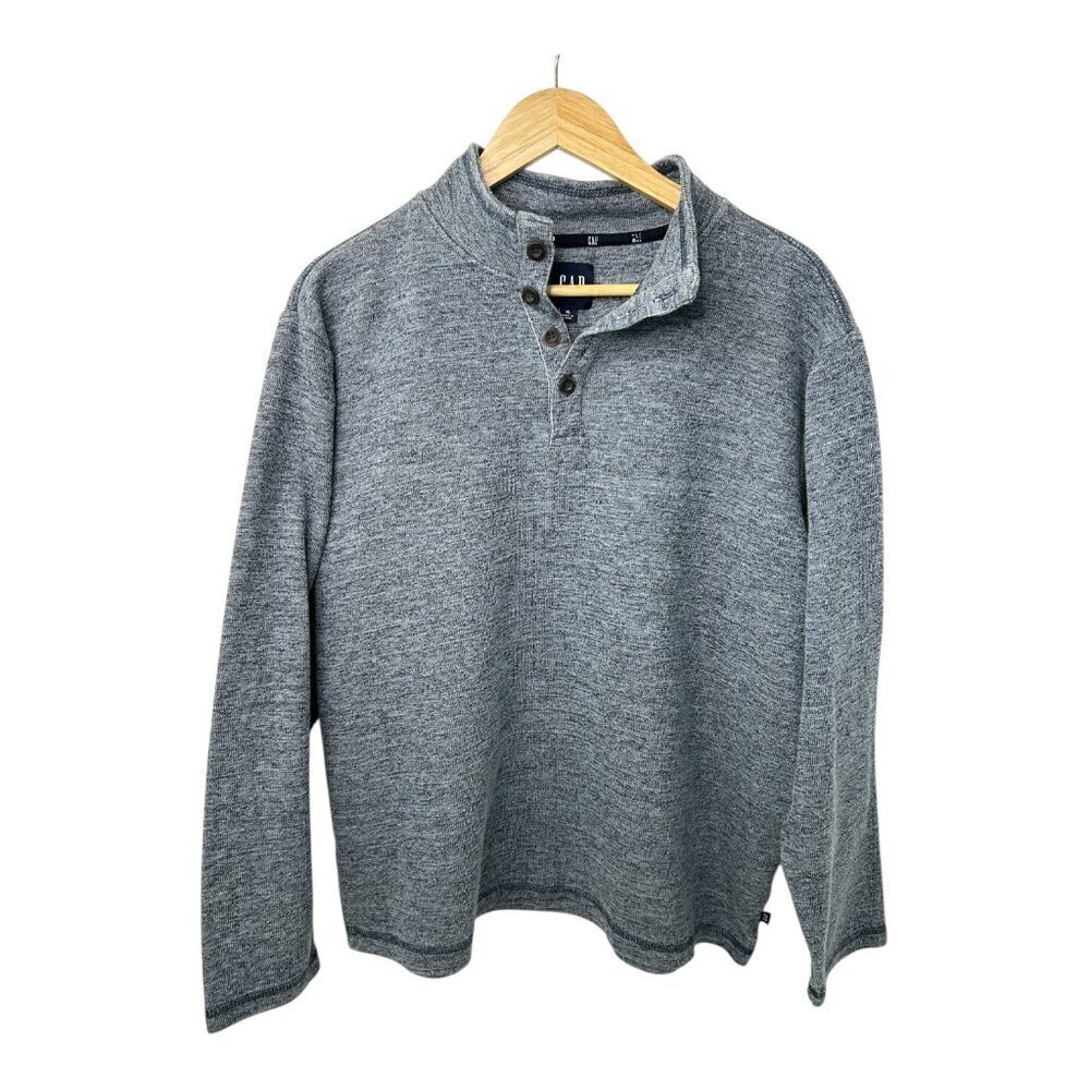 Gap Men's Long Sleeve Mock Neck Cotton Blend Pullover‎ Sweater XL | Grayish Blue